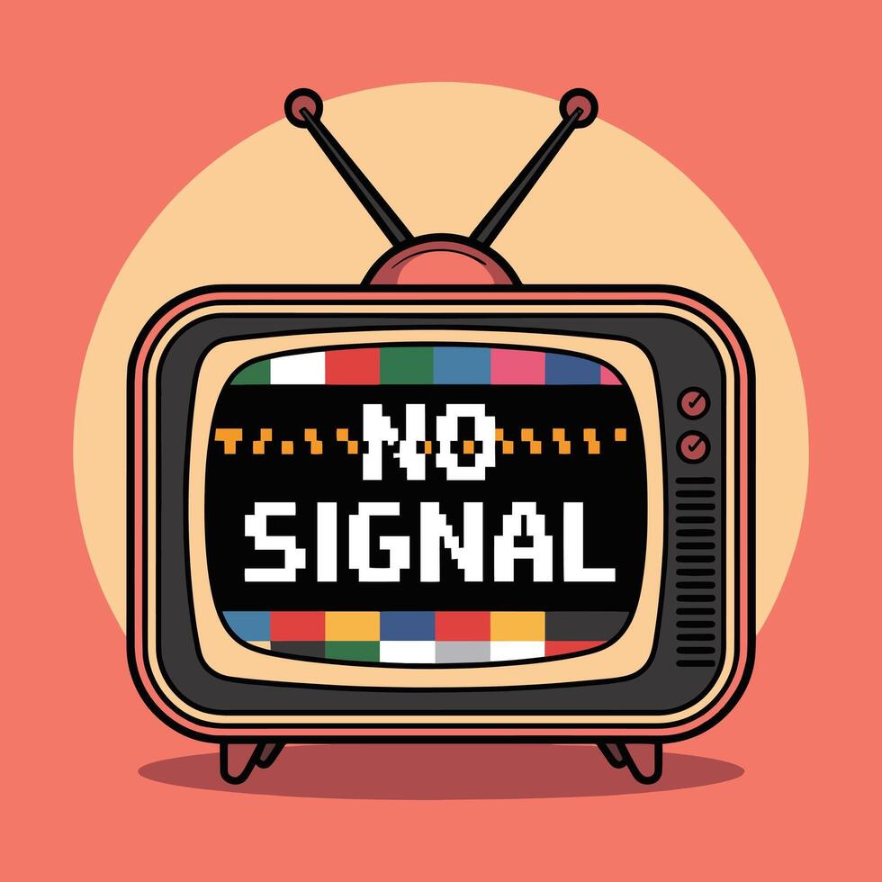No Signal Retro TV T Shirt Design vector
