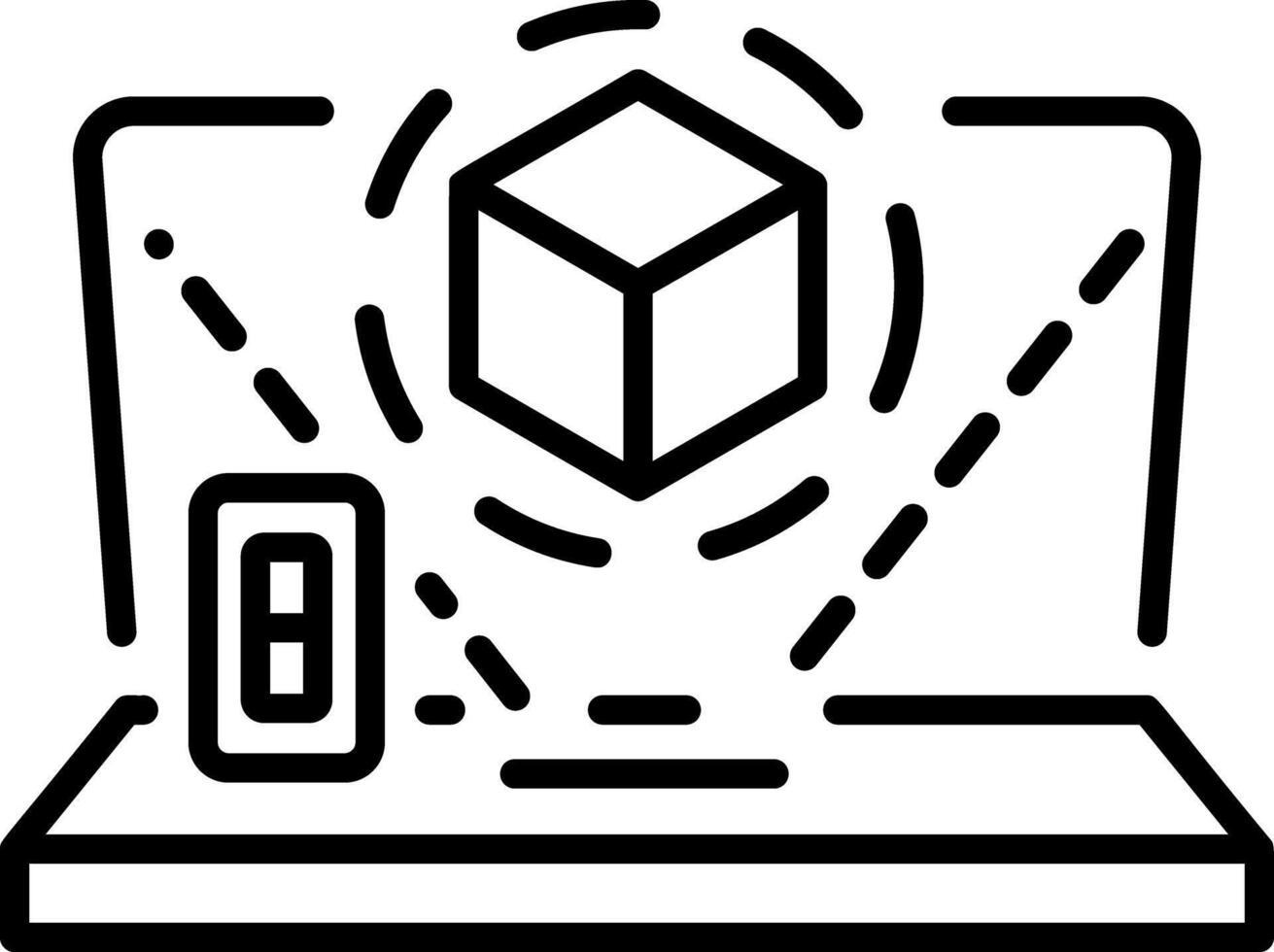 A linear icon showing an ar projection holographic image vector