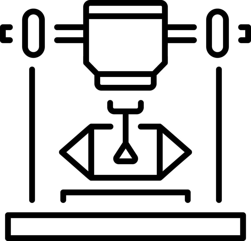 A linear style icon depicting a 3d printer vector