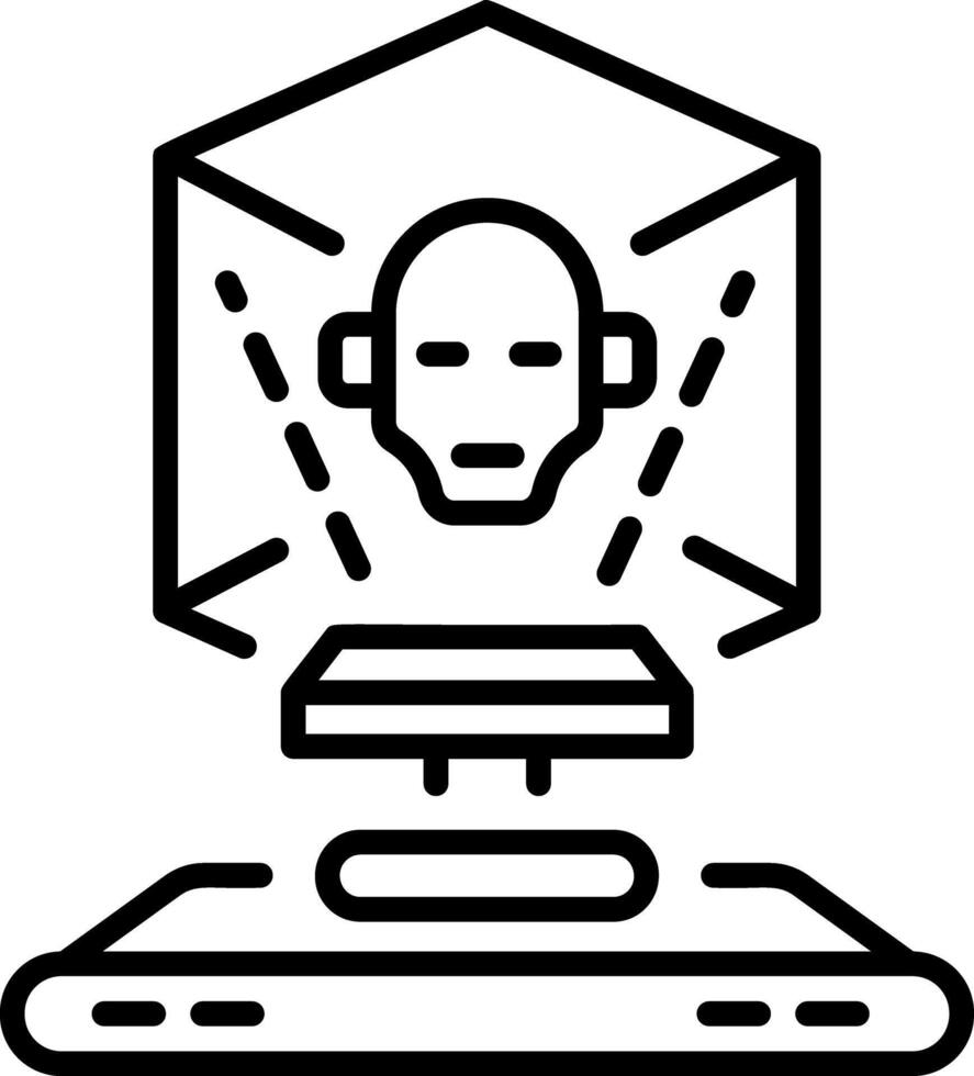A line style icon showing a face hologram display vector