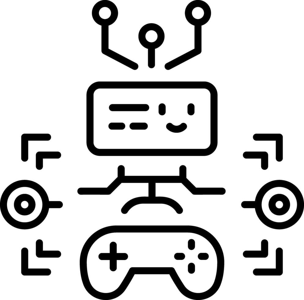 A line style icon showing a gaming console device vector