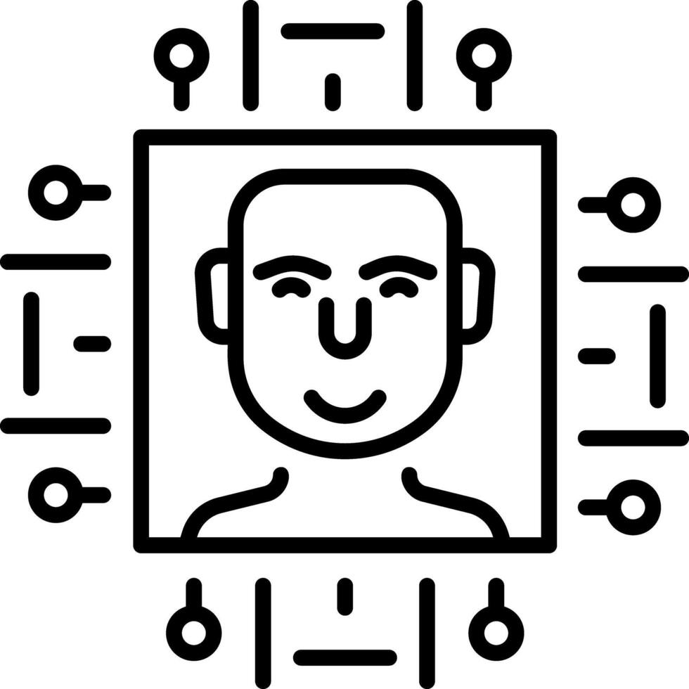 A linear icon depicting a face recognition system scan vector