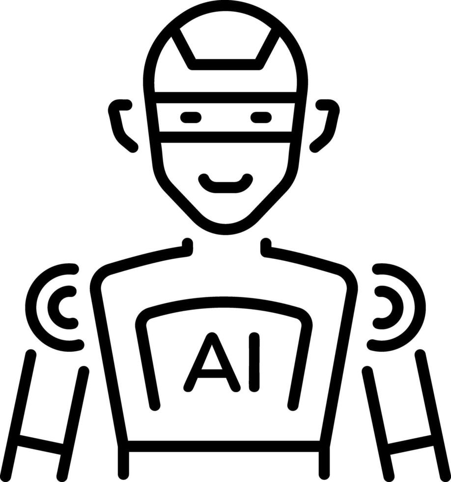 A line style icon representing futuristic robot vector
