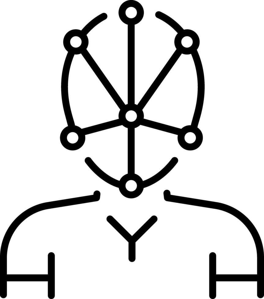 A linear style icon showing facial recognition system vector