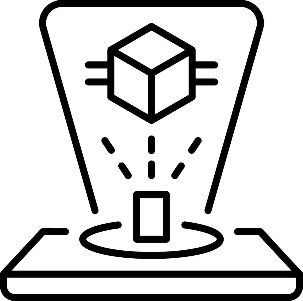 A linear style icon representing a digital hologram object vector