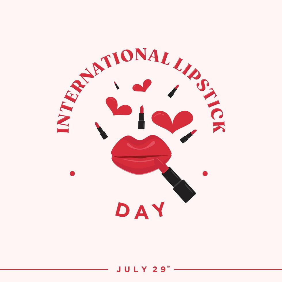 International Lipstick Day emblem design with abstract big lips vector
