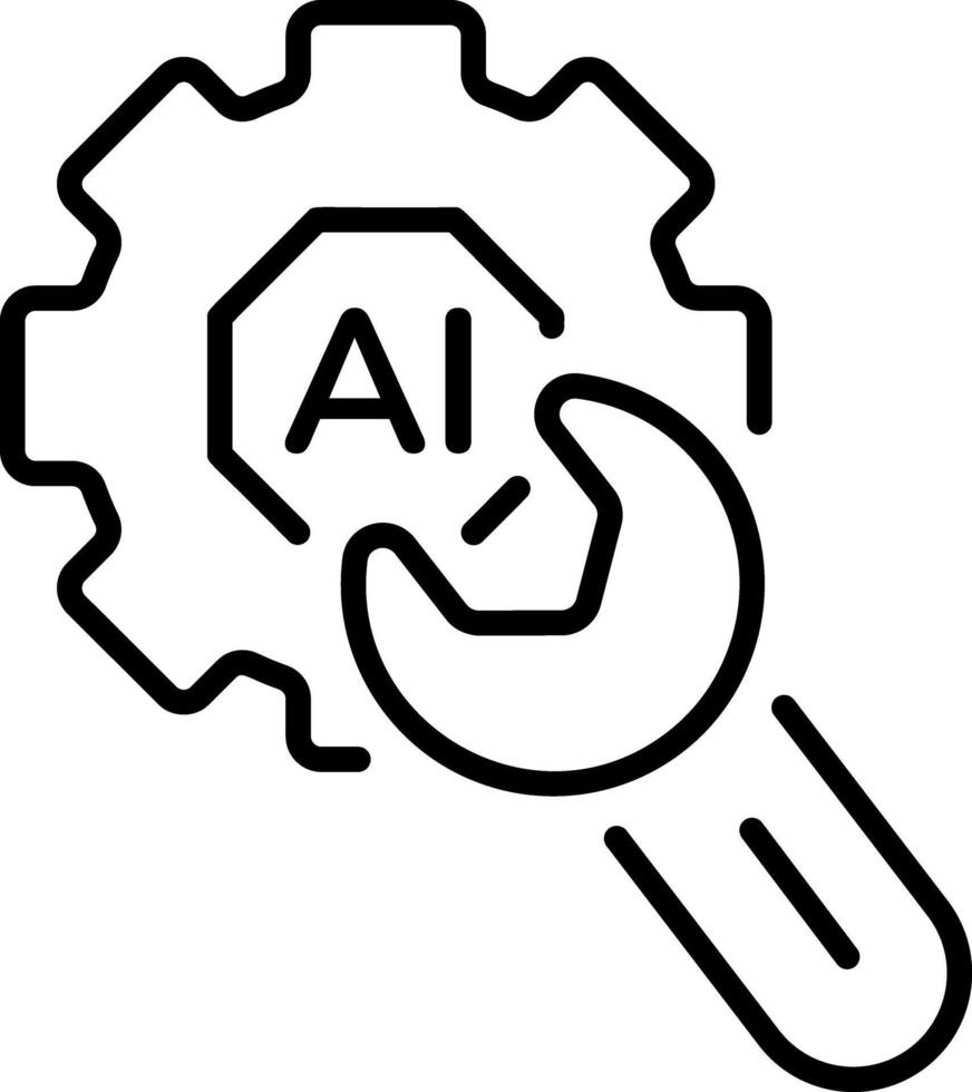 A linear style icon showing ai setting technology vector