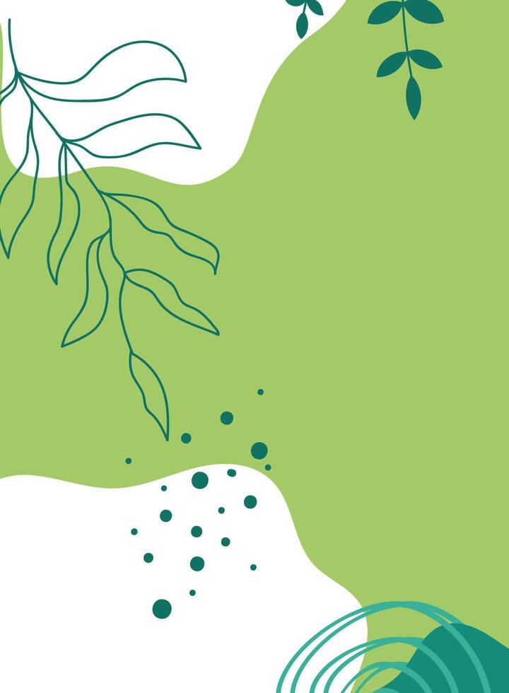 Greenery Abstract with Leaves and Organic Shapes vector