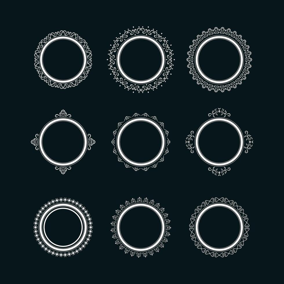 Set of Ornamental Circular Frames for Luxury Logo Badge Monogram Label and Elegant Decorative Design vector
