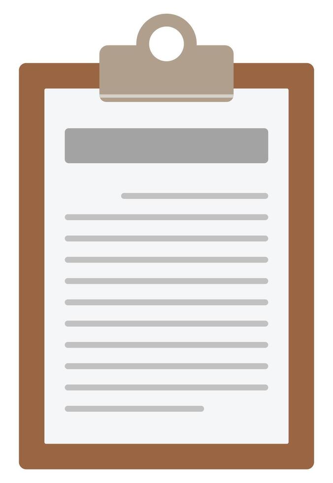 Flat wooden clipboard icon isolated on white background. vector