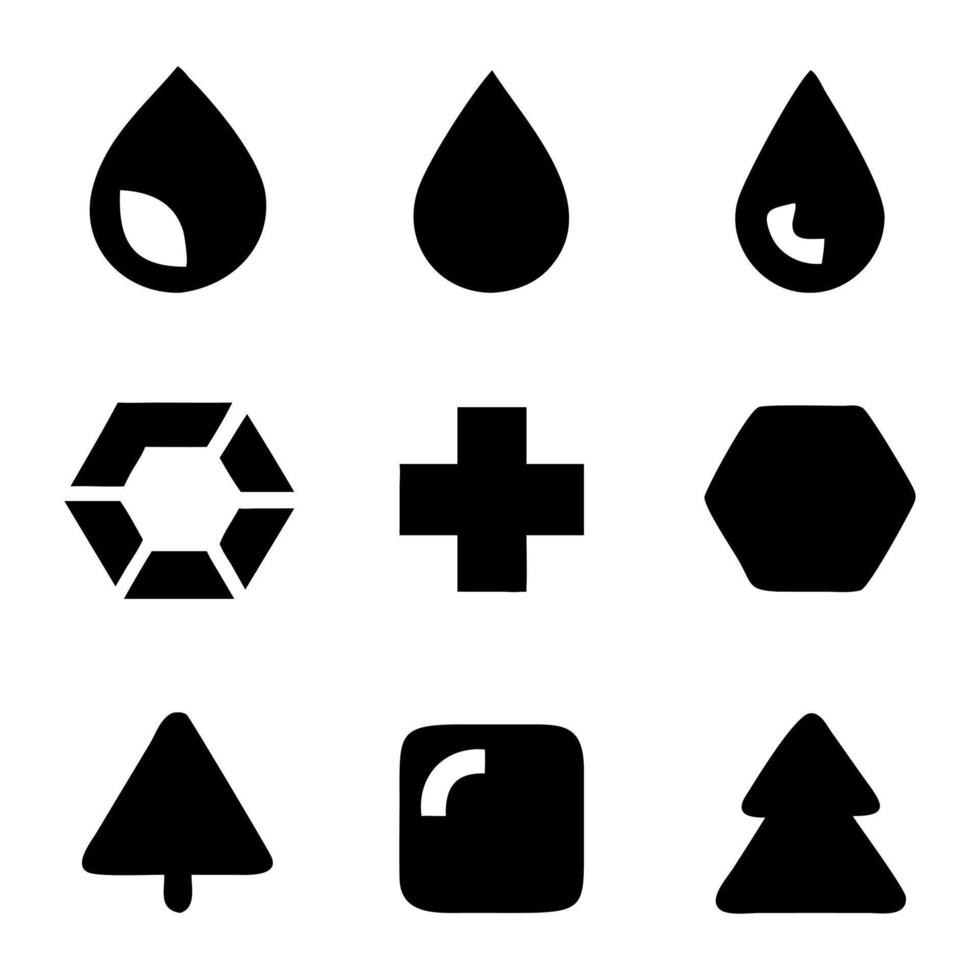 collection of simple black shape icons vector