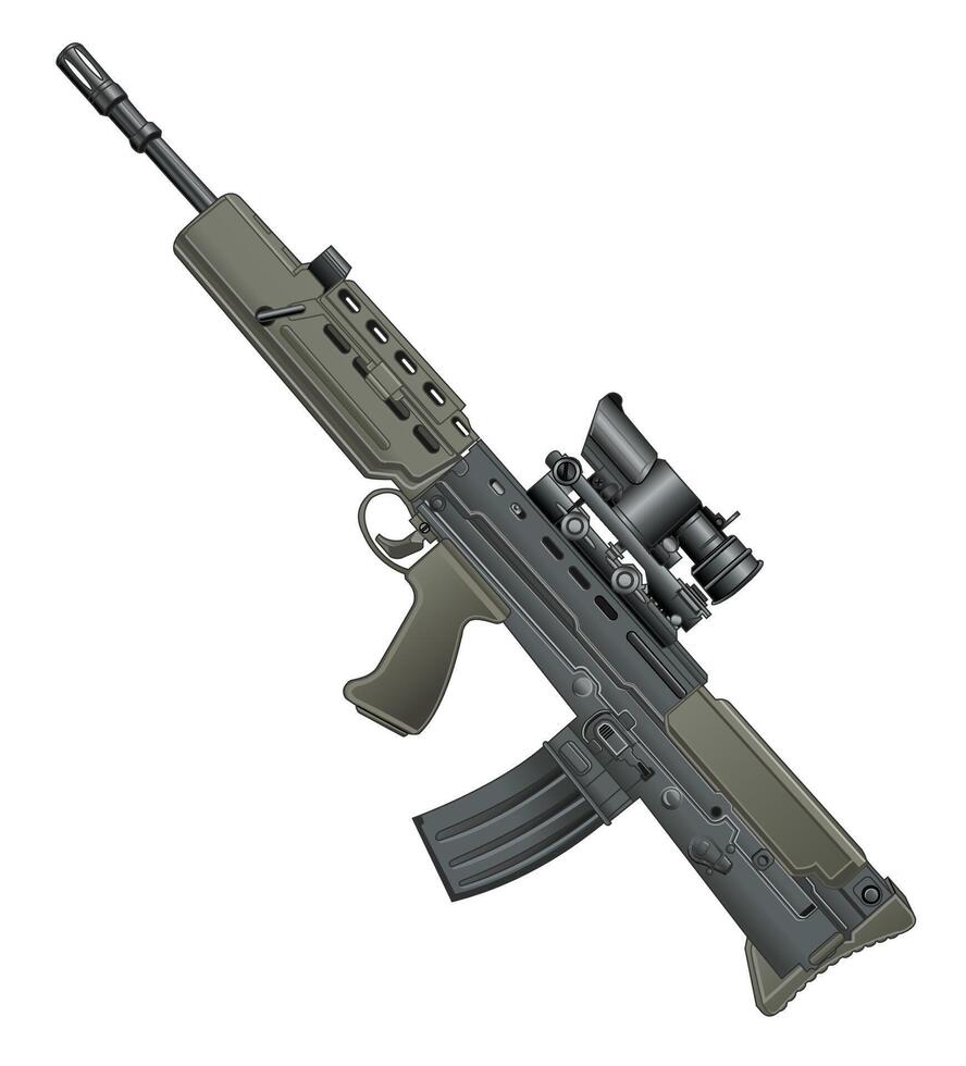 British Army modern assault rifle isolated on white vector