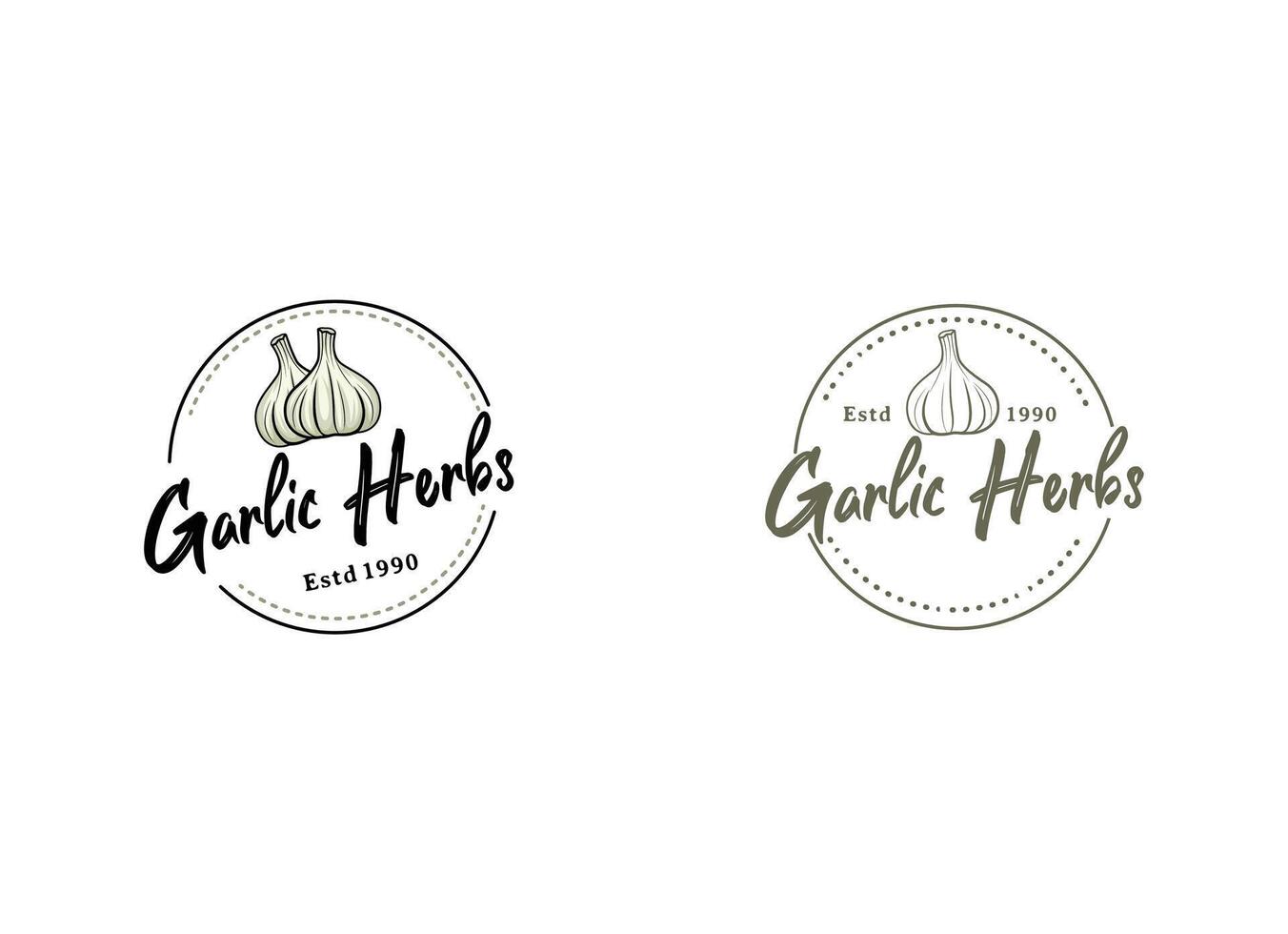 Organic Clove Badge. Minimalist Garlic Herb Branding vector