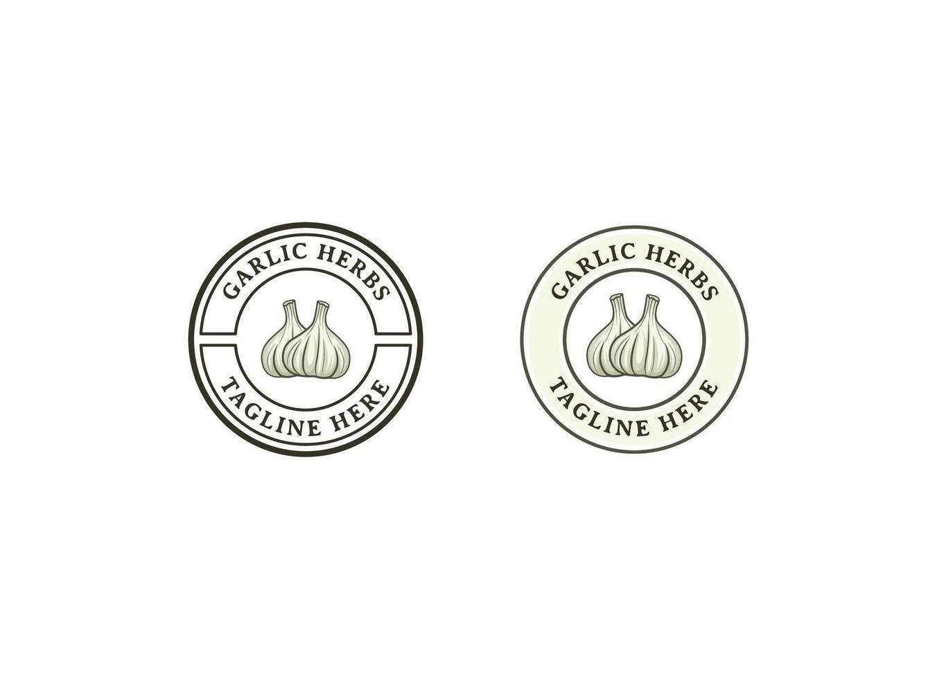 Garlic Essence. Vintage Organic Herb Logo Design vector