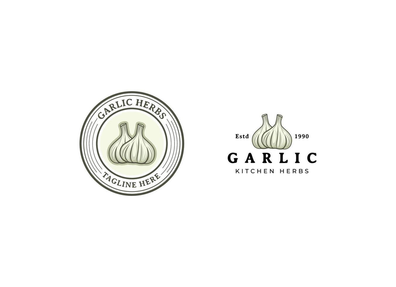Garlic Herbs Badge Logo Design vector