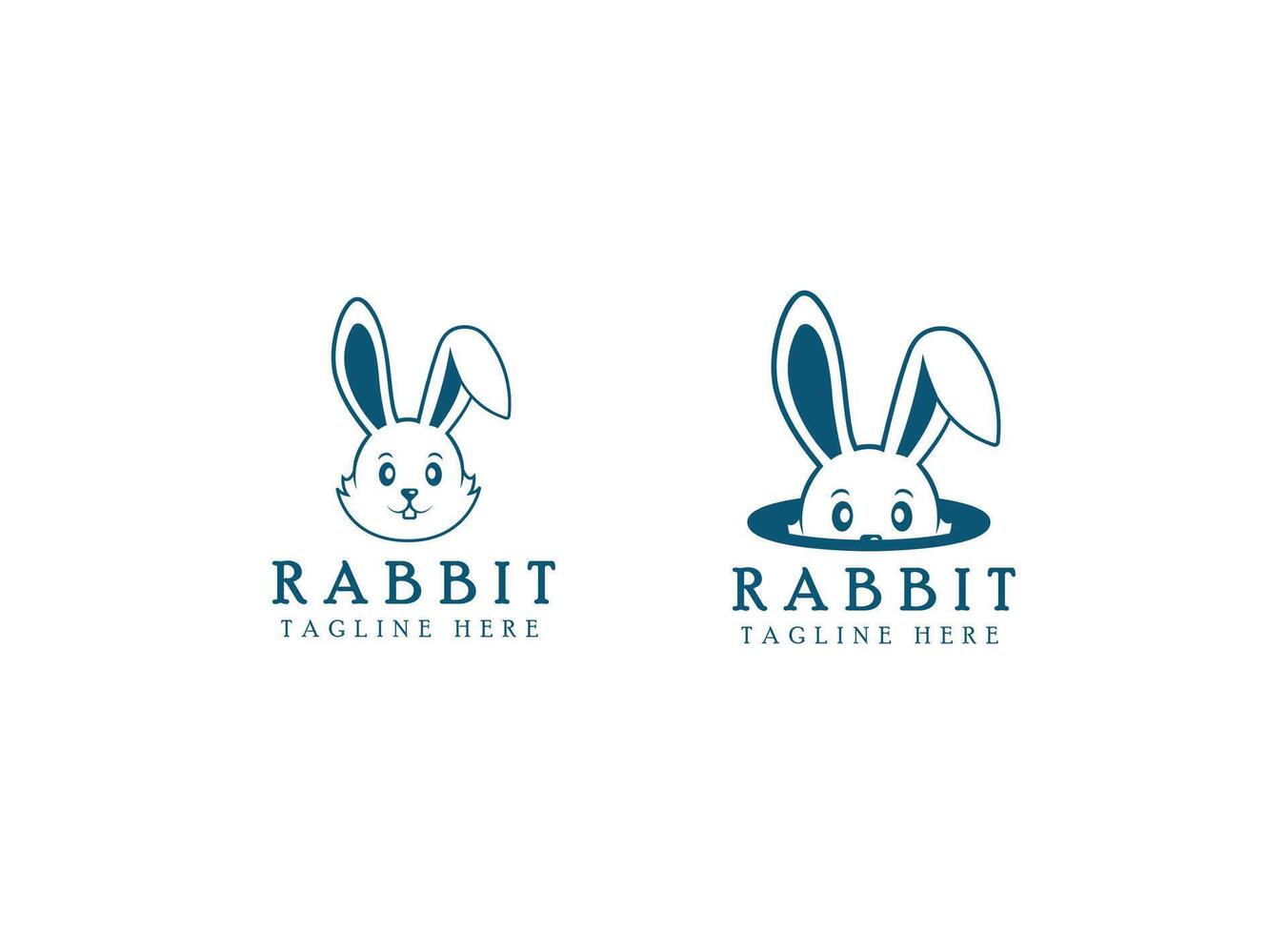 Simple head rabbit in clean style logo design template. vector
