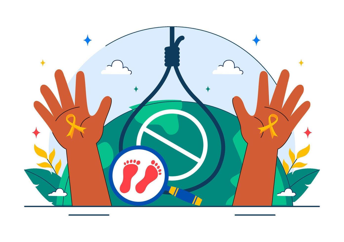 Illustration of Suicide Prevention Day with Rope and Supporting Hands on a Flat September 10 Cartoon Scene vector