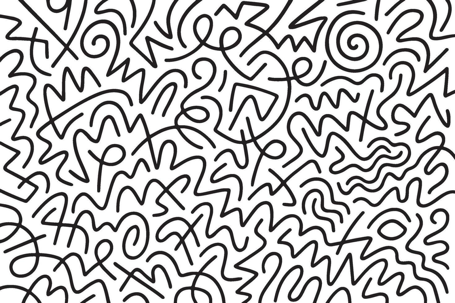 random black and white abstract line doodles vector