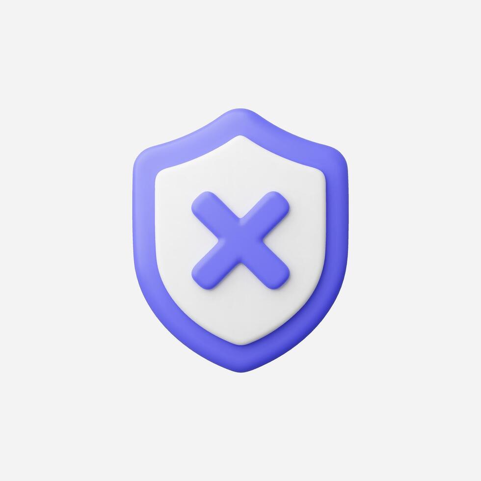A 3D shield icon with a cross, symbolizing security and protection. vector