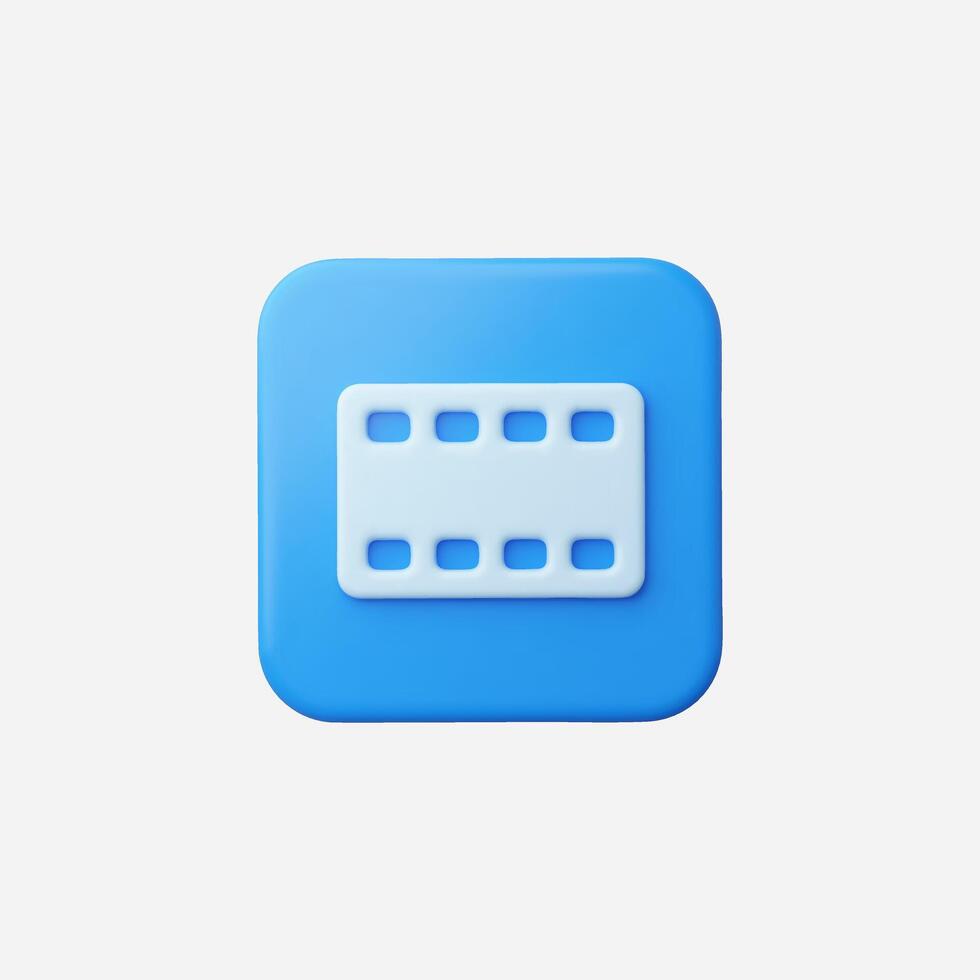 A modern blue movie icon with a film strip design. vector
