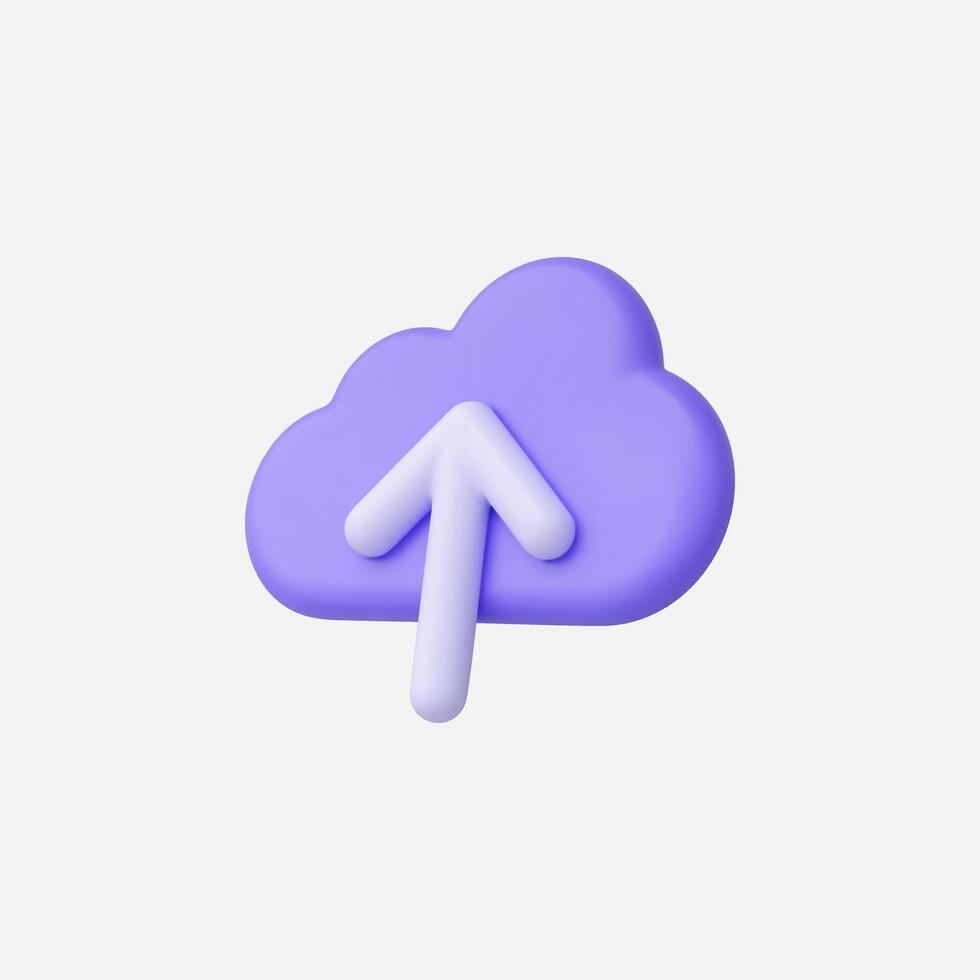 3d Realistic Purple Cloud upload icon Illustration vector