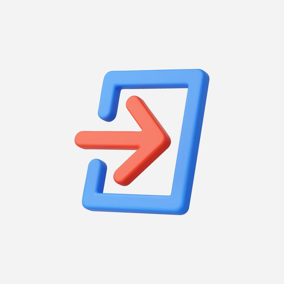 3d Realistic Blue red Login icon vector