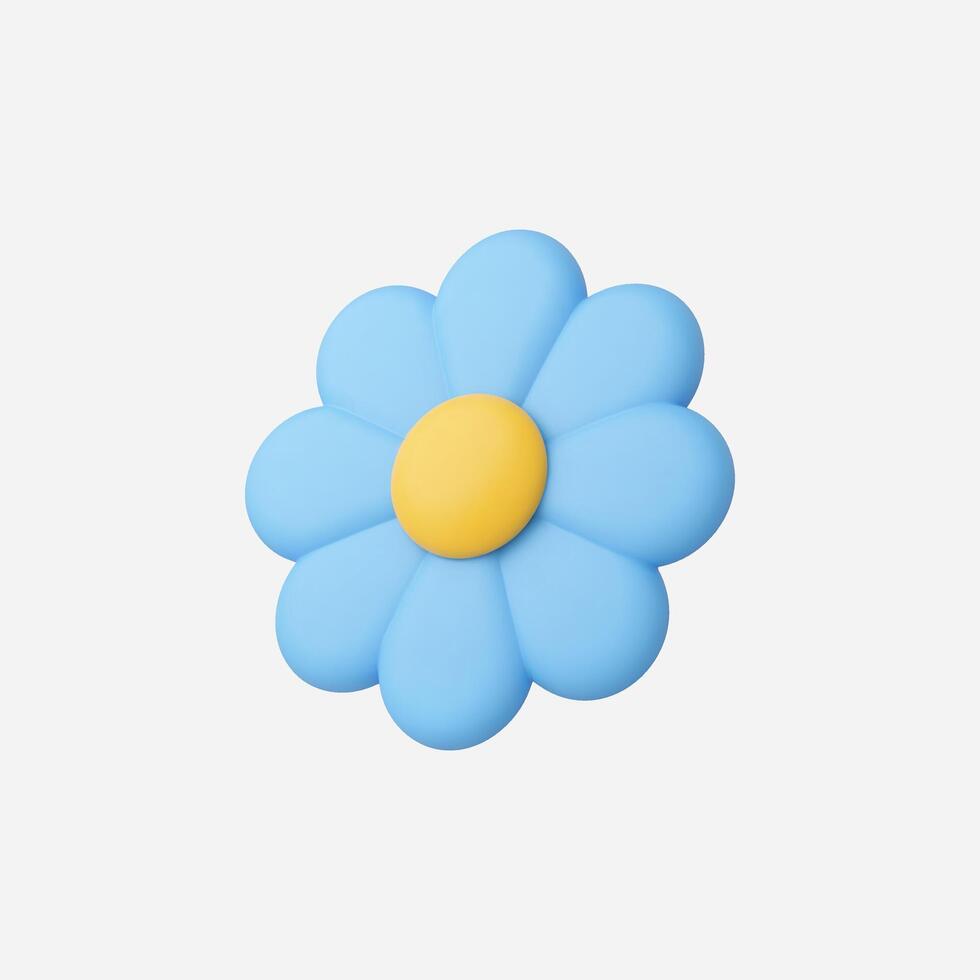 A playful blue flower with rounded petals and a yellow center. vector