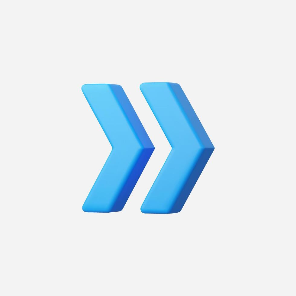 3d Realistic Blue Fast Forward icon vector