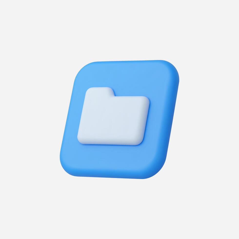 A modern 3D blue folder icon, symbolizing digital organization. vector