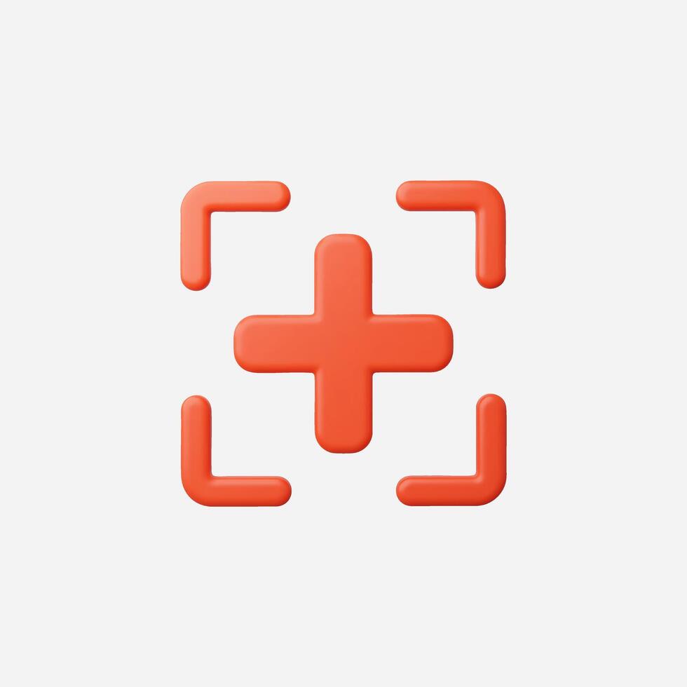A simple red cross icon representing health and medical assistance. vector