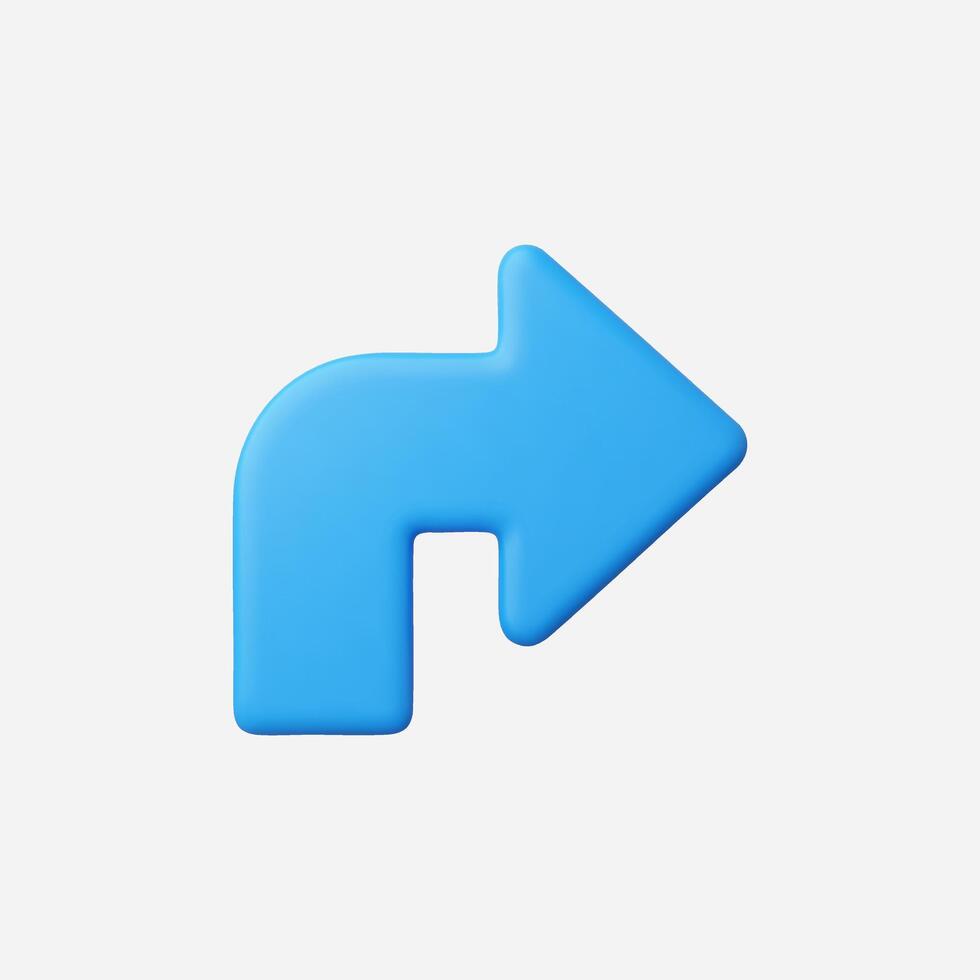 A modern blue arrow icon pointing to the right with a curved design. vector