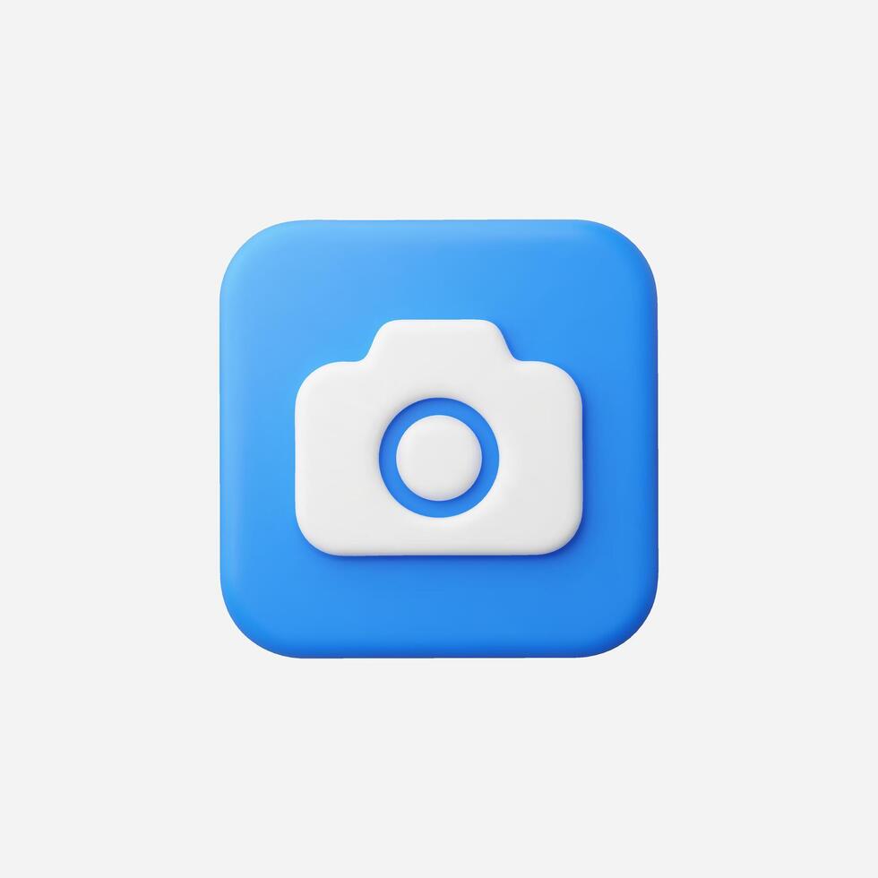 A simple blue camera icon on a clean white background. vector