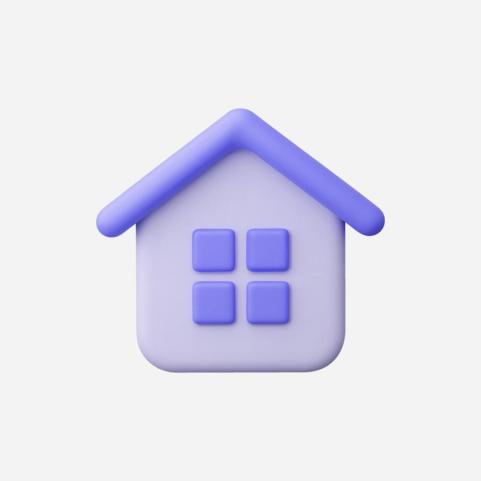 A minimalistic purple house icon with a modern design aesthetic. vector