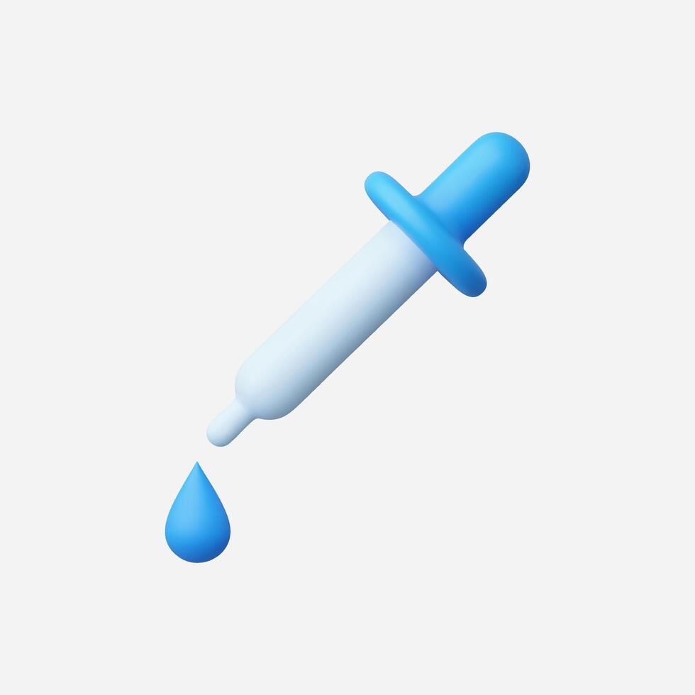 A blue dropper with a single drop of liquid, representing precision. vector