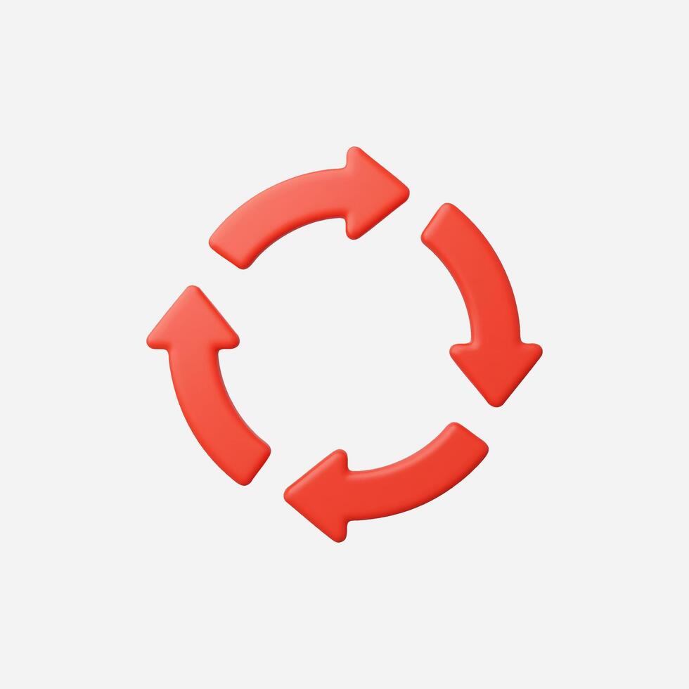 Red circular arrows symbolizing refresh and rotation. vector