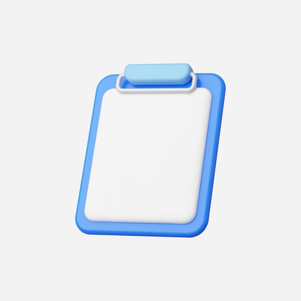 A blue and white clipboard with a blank surface for notes. vector