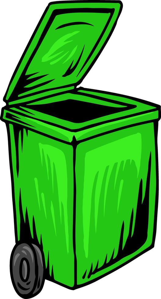 Green Wheelie Bin Open vector