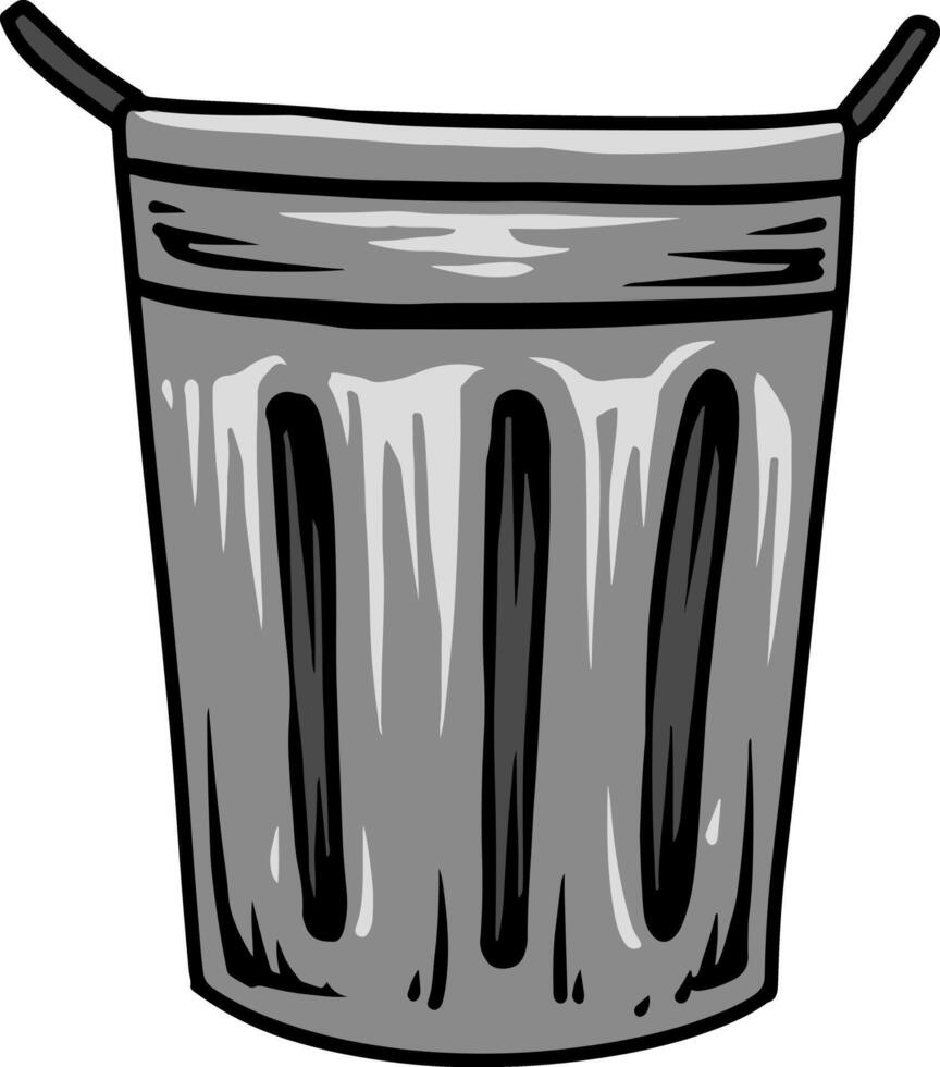 Open Metal Trash Can vector