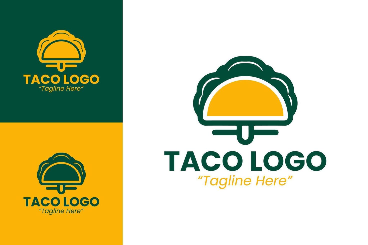 Unique Taco Logo with Green and Yellow Color Scheme for Mexican Cuisine Branding vector