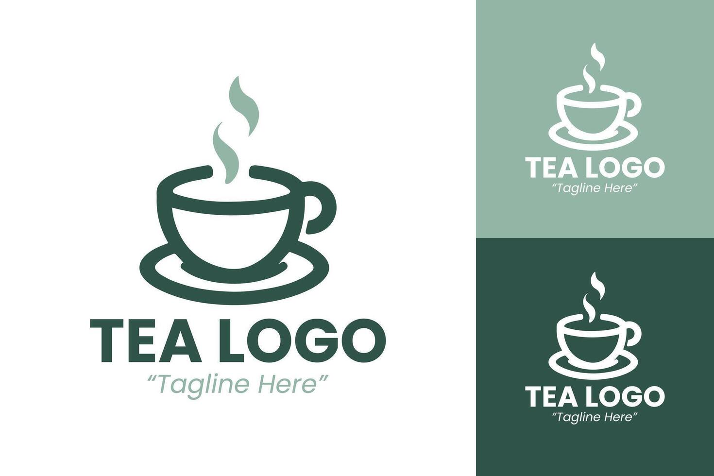 Minimalist Tea Cup Logo in Green and White for Tea Shops and Beverage Branding vector
