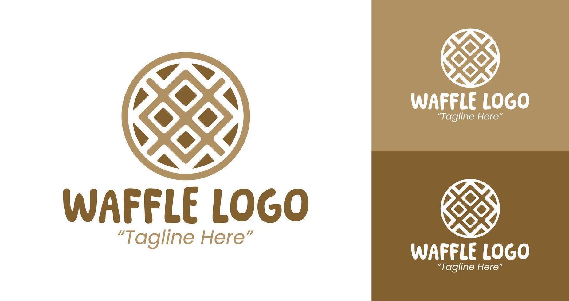 Creative Waffle Logo in Brown and White for Waffle Shop and Bakery Branding vector
