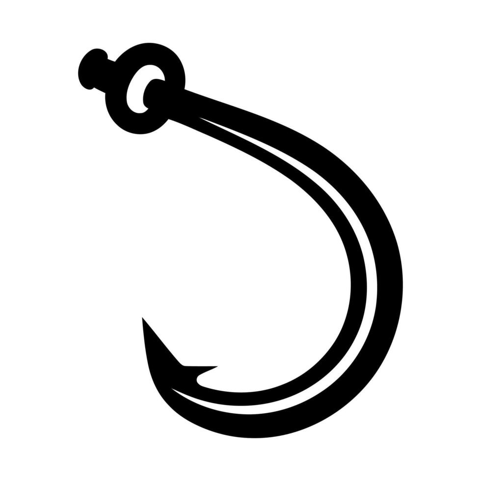 Large black fishing hook illustration vector