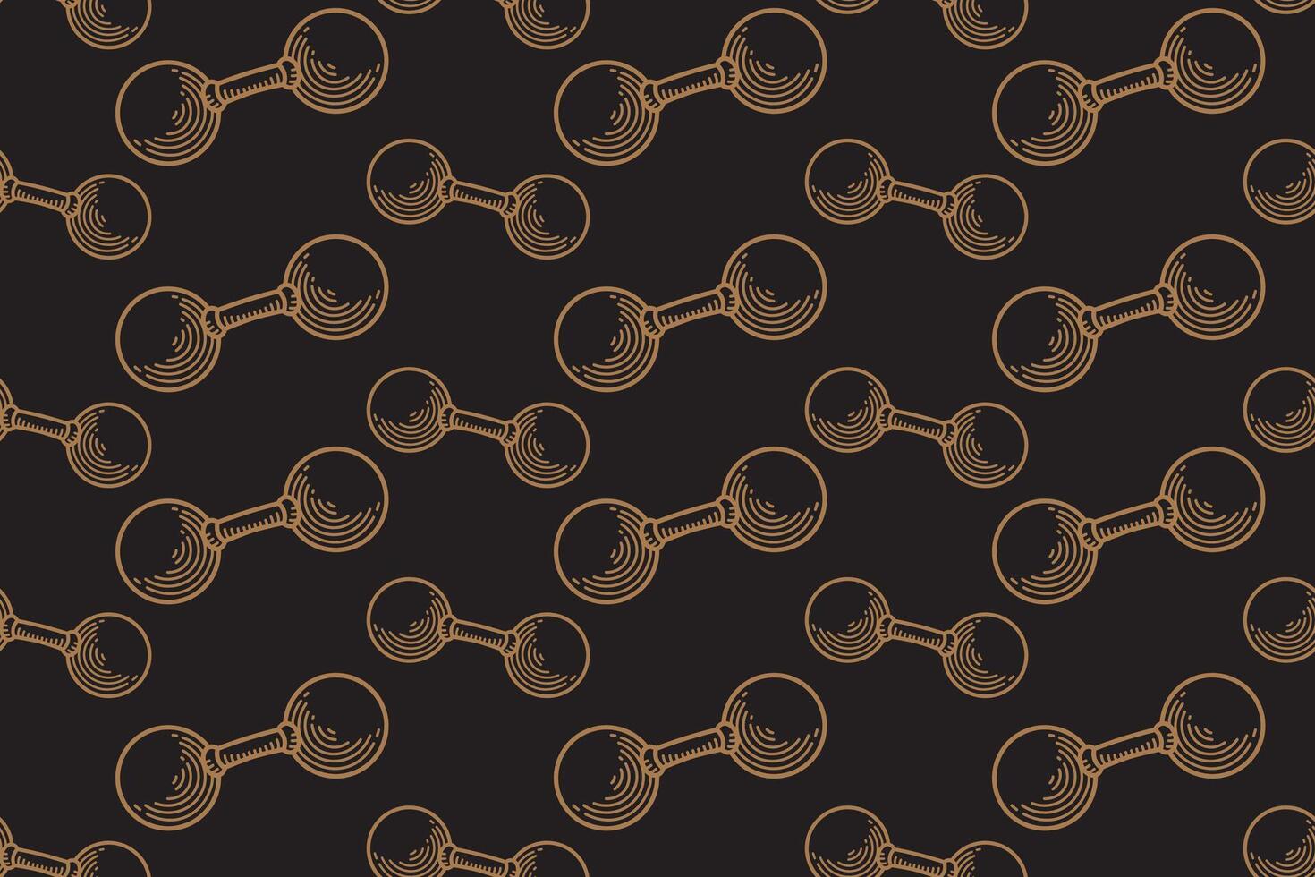 Dumbbell rounded line art seamless pattern on black background. Dumbbell engraving doodle pattern background. Weight cast iron hatching motif wallpaper. Fitness, gym, weightlifting merchandise vector