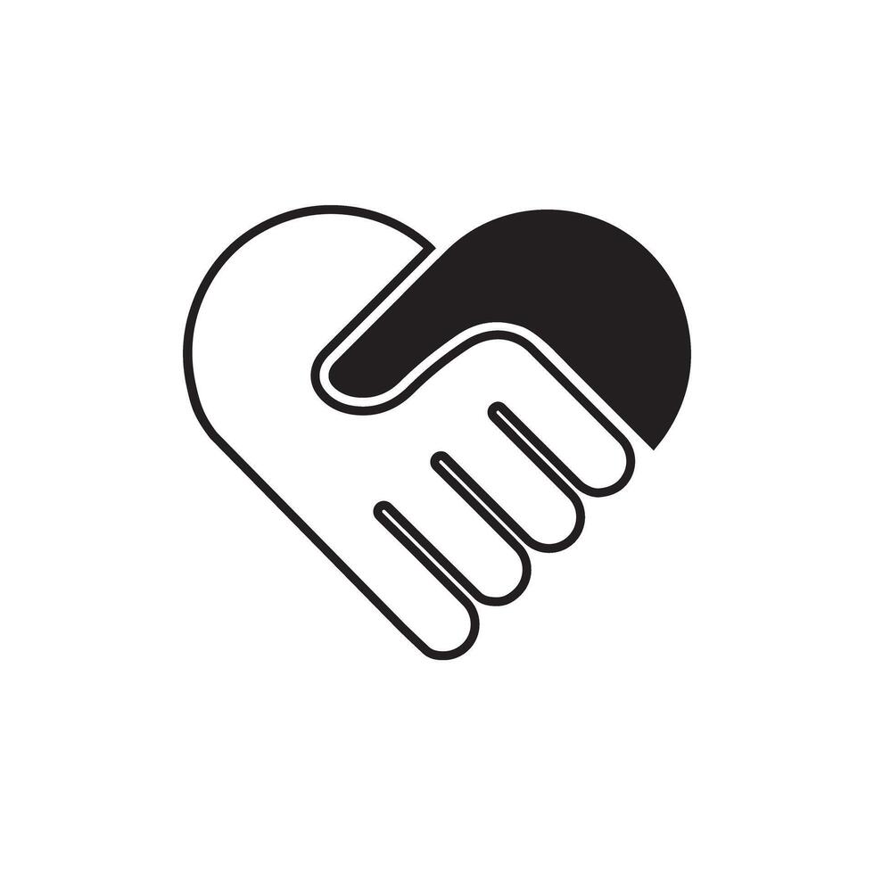 shake hands with love icon line design illustration template vector
