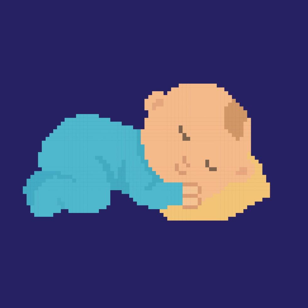 sleeping baby pixel art vector