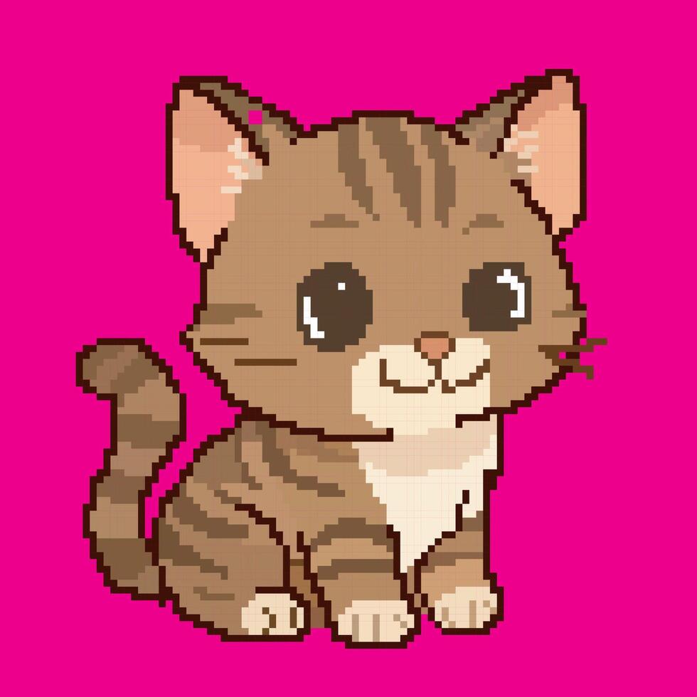 cute cat pixel art vector