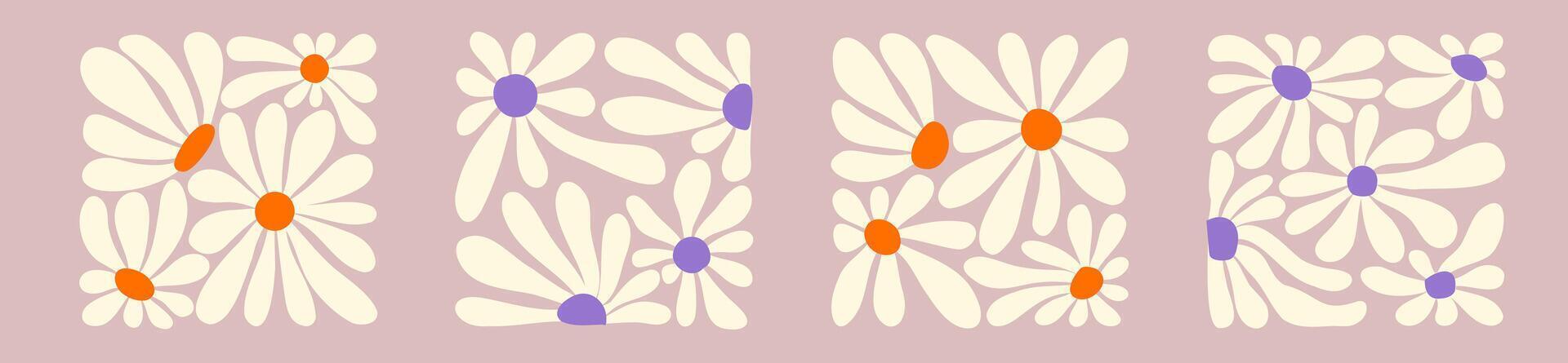 Bold 70s floral wave background vector