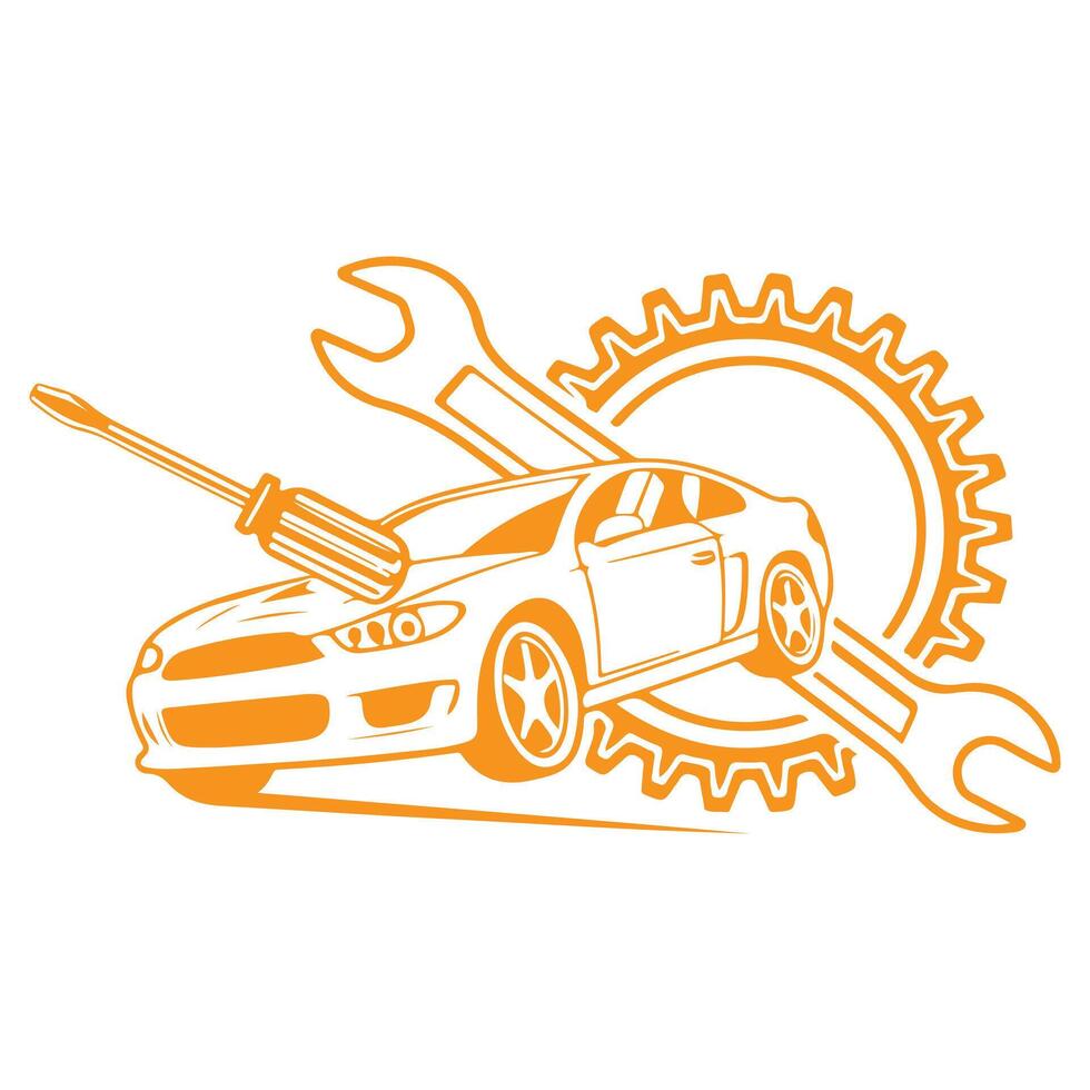 Classic retro automobile service and repair illustration icon vector