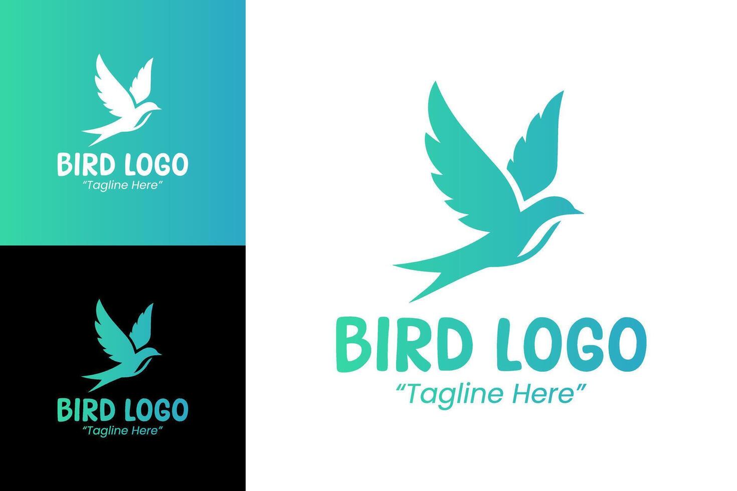 Creative and Unique Bird Logo Design with Fresh Green and Blue Gradient for Businesses vector