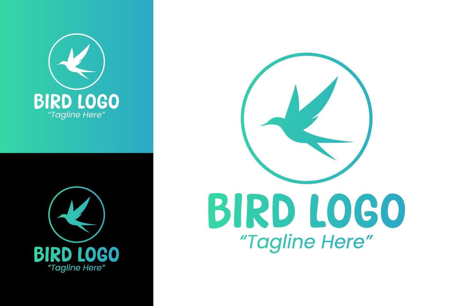 Minimalist Bird Logo Design in Gradient Green and Blue for Corporate and Business Branding vector
